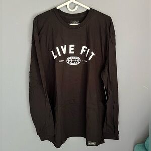 New LVFT Live Fit Apparel Mens Size XL Black Long Sleeve T-Shirt Logo Tee